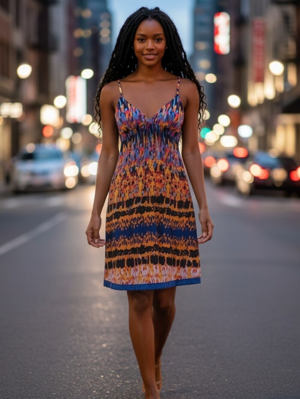 Derek Heart Sundress Strappy Geometric‎ Colorful Smocked Bodice Sz XS
